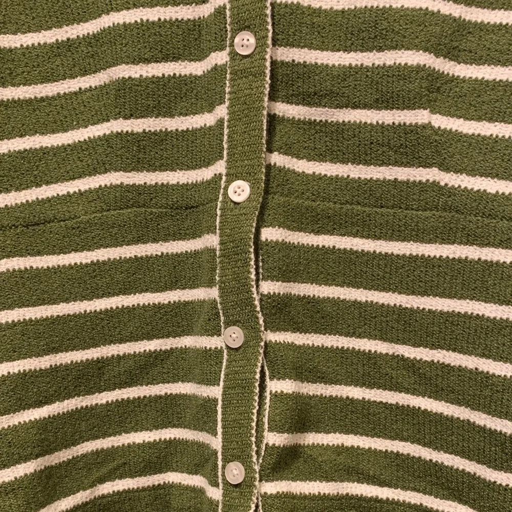 Madewell Olive and Cream Striped Knit Button Tank - Picture 3 of 4